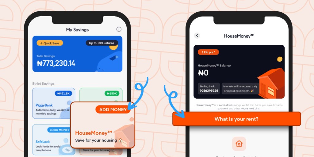 How to use HouseMoney™ — Click on "Savings" and selct "HouseMoney™"